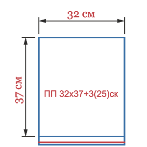 Пакет фасовочный полипропиленовый ПП/PP 25мкм 32х37+3(25)ск