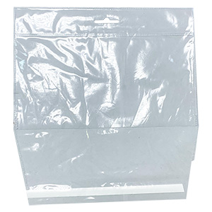 прозрачный пакетик из плотного ПВХ с клейкой лентой и европодвесом 21х11